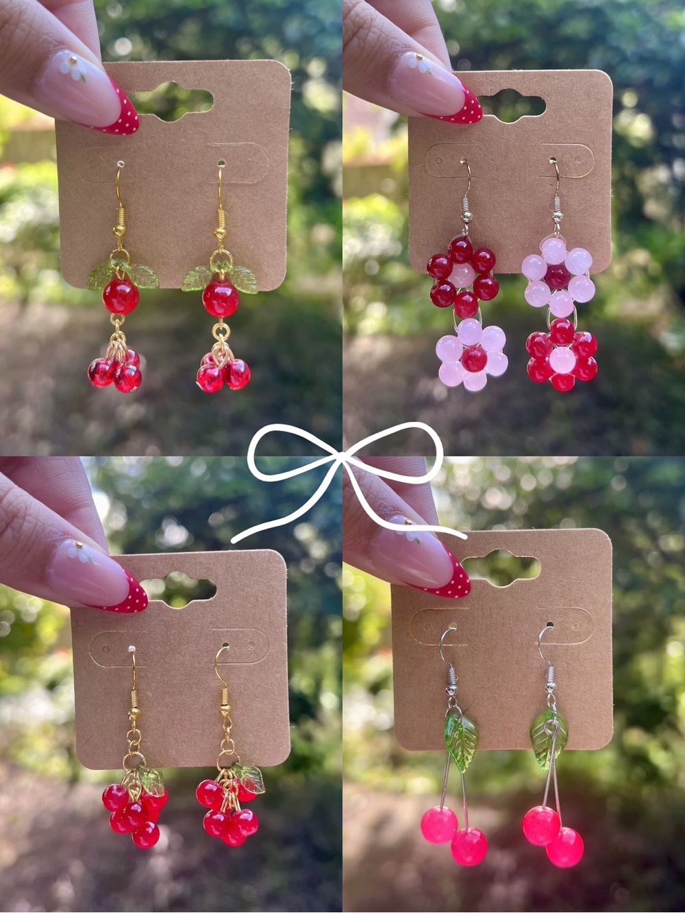 Handmade Cherry and raspberry themed earrings